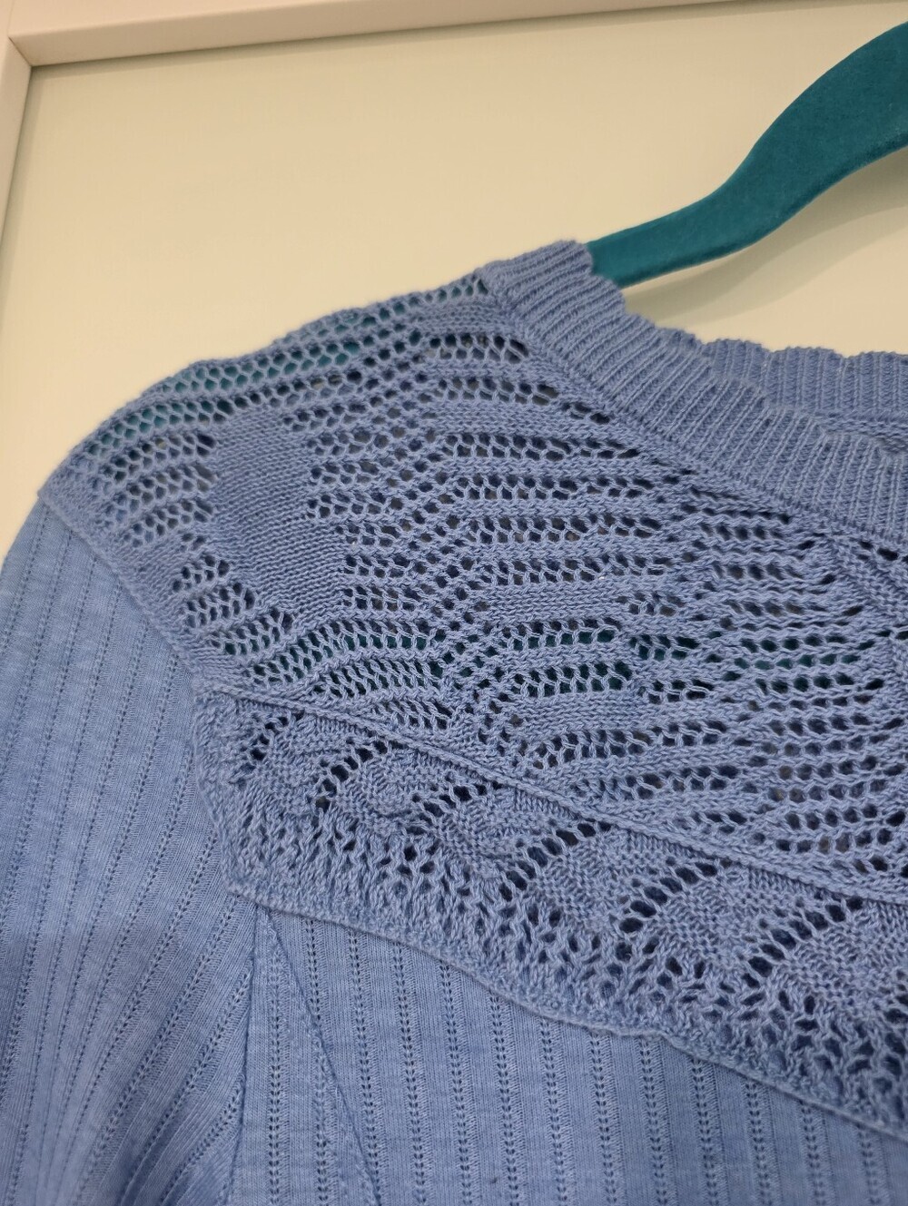 Free People Colette Blue Pointelle Ribbed Knit Sweater XS NWT - Picture 15 of 16